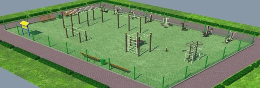 Проект спортивной воркаут площадки с уличными тренажерами в Москве