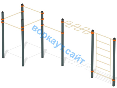 Воркаут турники с шведской стенкой и рукоходом  ВС-21 в Москве