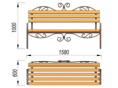 Лавочка кованная МАФ 1606 в Москве