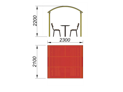 Стол и лавки под навесом МАФ 4005 в Москве